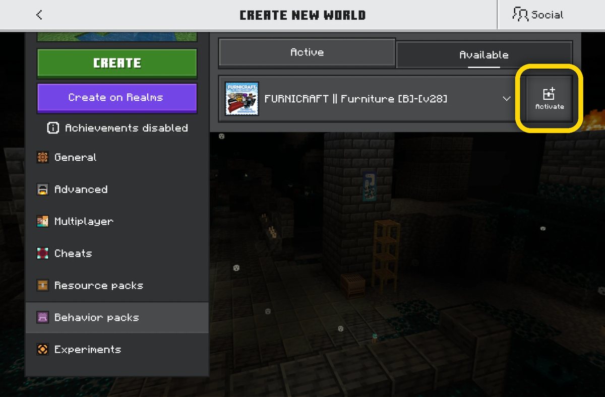 The Activate button on the Available tab